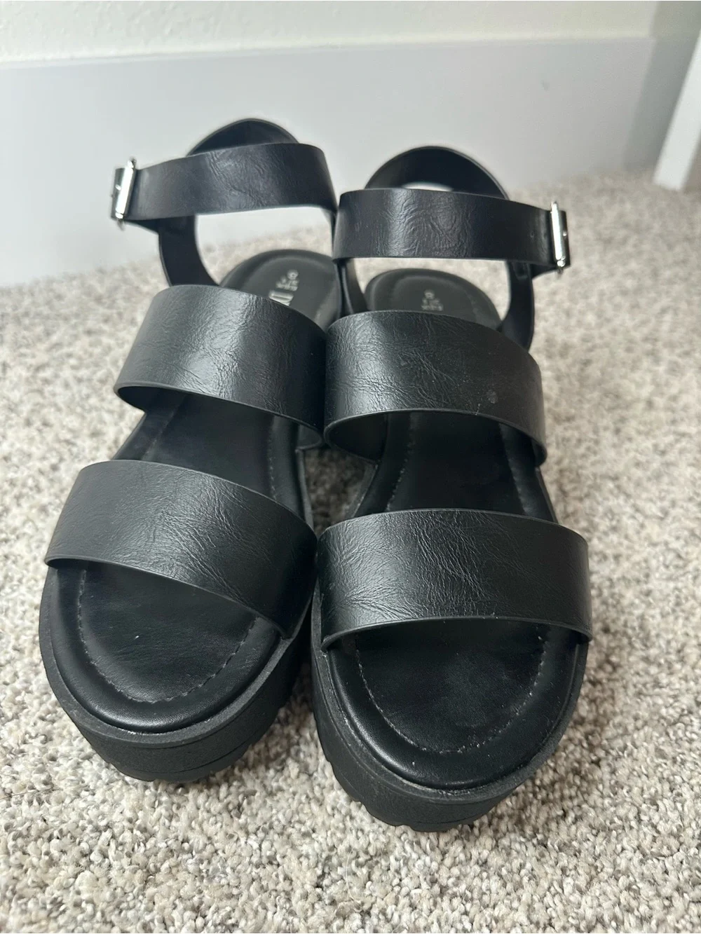Chunky Black Platform Sandal Heels